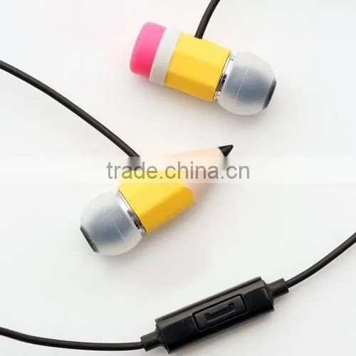 Newest Magic Pencil Stereo Earphone with Microphone and volum control SM-IP24