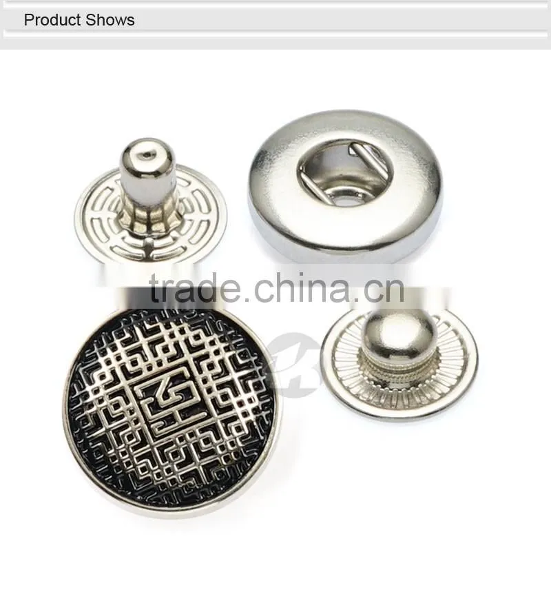 Good Fashion Metal Decorative Engraved Snap Button For Coats