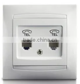 High Quality 2 Gang Double European Power Wall Plate Socket Outlets With mobile phone charger 2 USB Ports