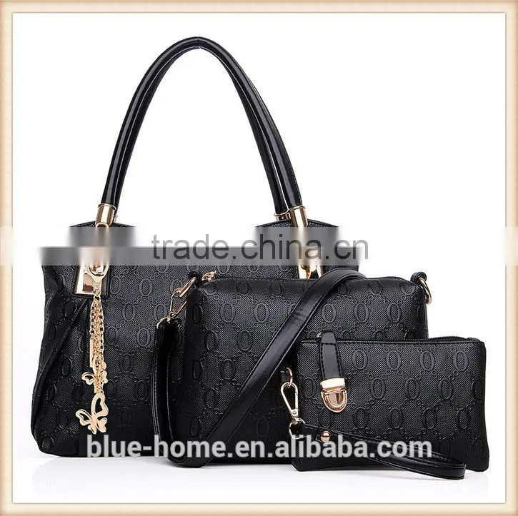 New stylish summer women bag set Gold handbag 3 pieces kit shoulder messager pouch
