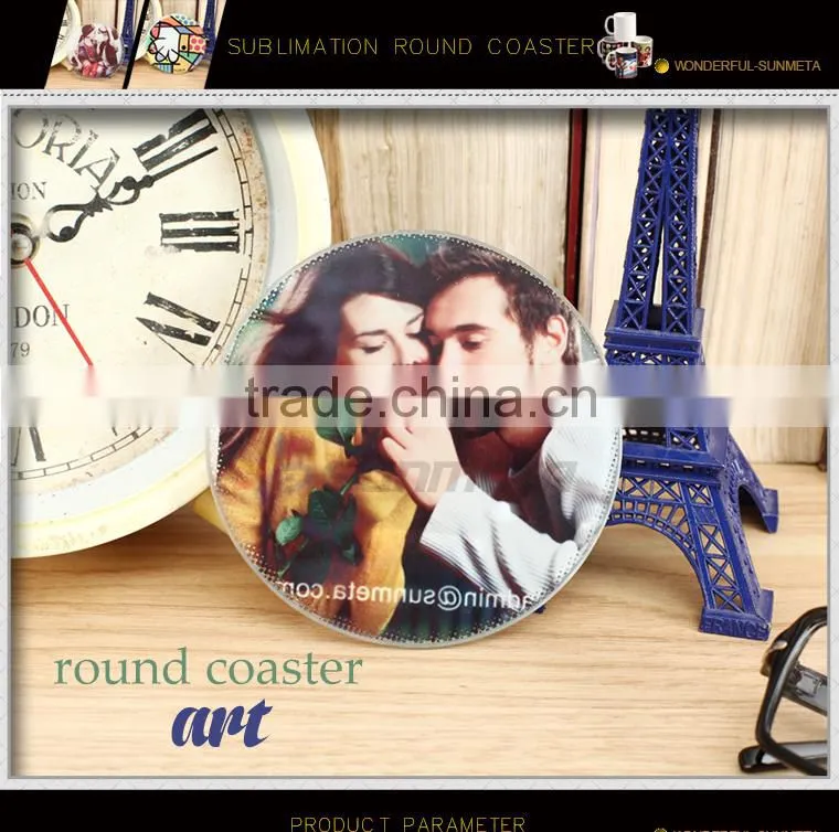 Sunmeta factory directly blank sublimation round glass coaster BL-17B