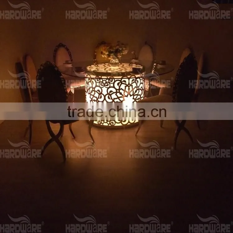 unique LED wedding table,use 10 people wedding iron round table