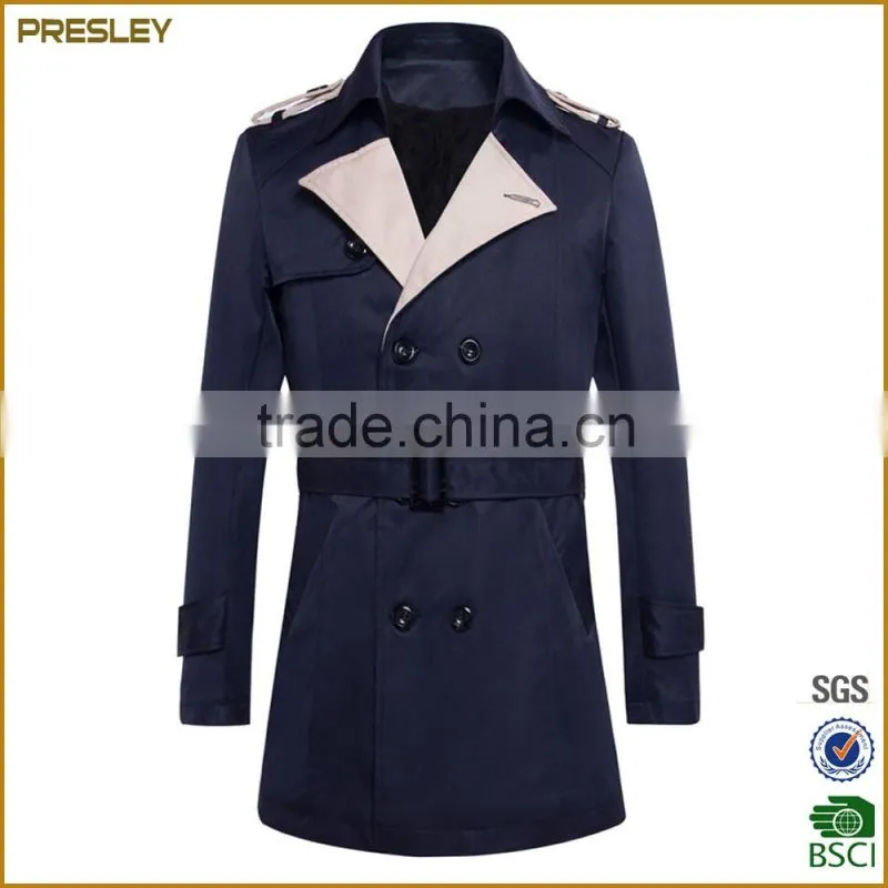 2016 New Arrival Factory Price Winter Men Breasted Wind Coat Man With Belt