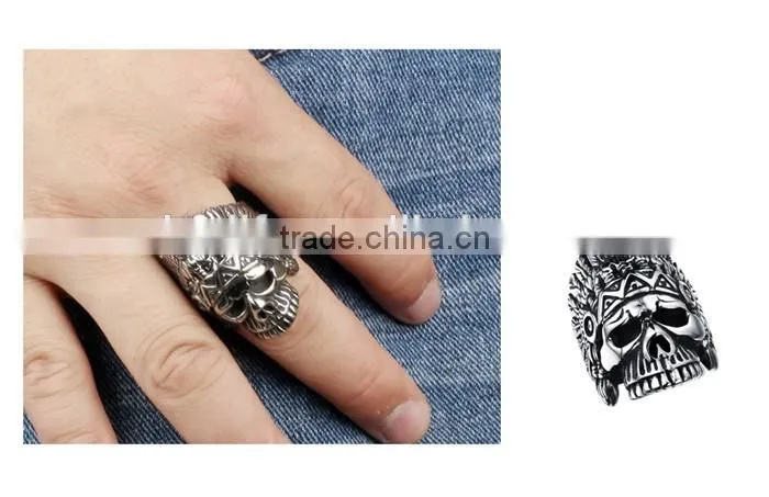 2016 hot 316L high quality skull finger ring man