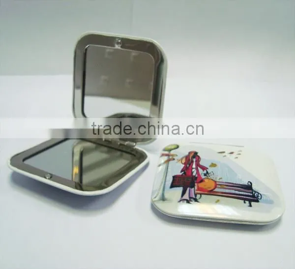Square aluminum mini compact mirror with double sides