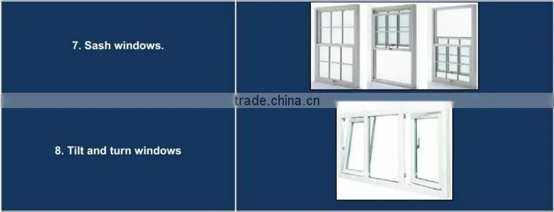 America profile PVC double hung window, vertical sliding window
