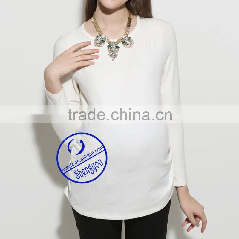 Wholesale 95% Cotton 5% Spandex Plain Maternity Clothes Blank Maternity T Shirts