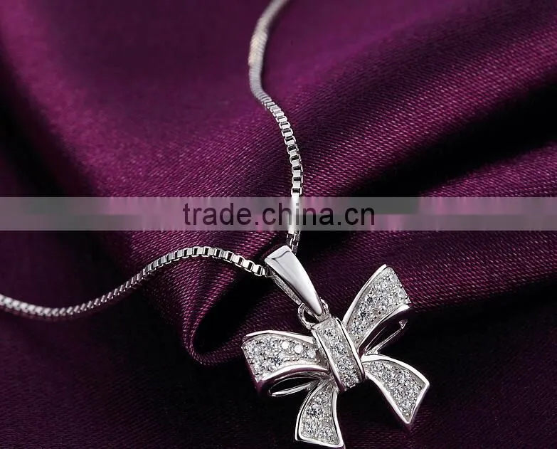 Bowknot Design CZ Charm Women Rhinestion Fashion Pendant