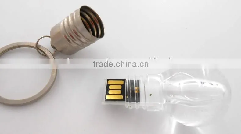 Stock product colorful led light custom logo printing full capacity bulb shape usb flash pen drive