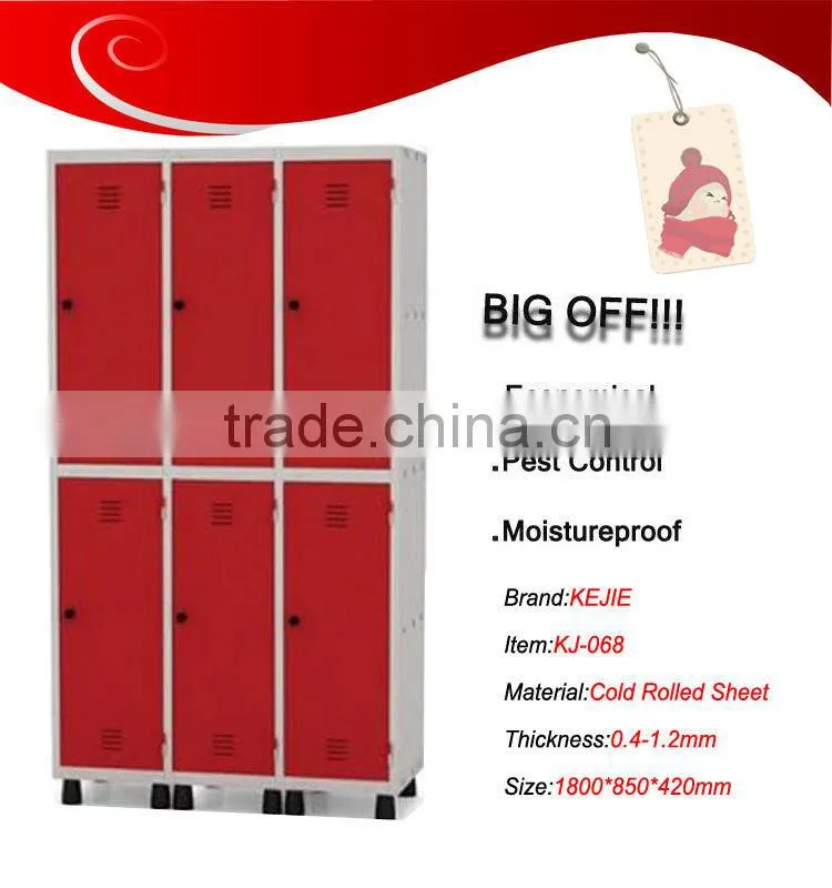 Cold-rooling steel lockers/furniture for clothing store 6 door clothes locker 6 door steel clothes locker School Metal Wardrobe