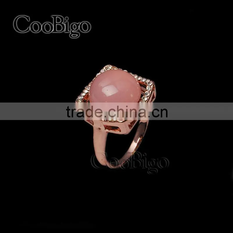 Fashion Jewelry Rose Gold Plated Pink Stone Ring Girl Wedding Party Show Gift Dresses Apparel Promotion Accessories