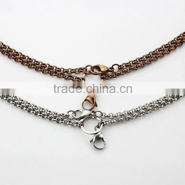Low price 50cm rose gold color snake chain 316 stainless steel floating locket chain