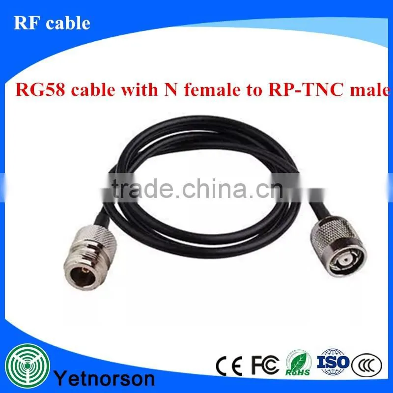cable assembly with N female to RP-TNC male RG58 1m