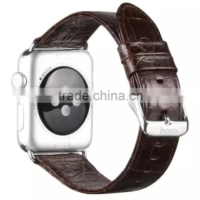 Hot Sale crocodile grain real leather watch band for Apple watch