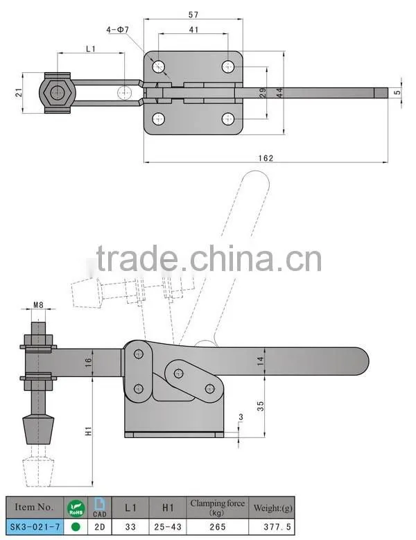 Superior quality SK3-021-7 horizontal toggle clamp