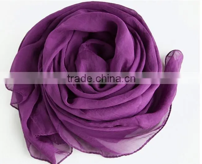 Colourful polyester chiffon long scarf in solid colour
