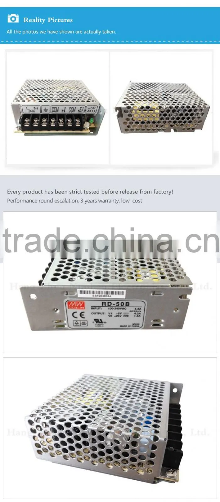 Meanwell 50w power supply/50W Dual Output Power Supply dual power supply 50w