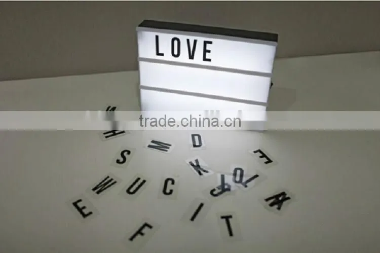 A4 size 3 line battery powered plastic cinema light box with 85 A-Z letters and symbols