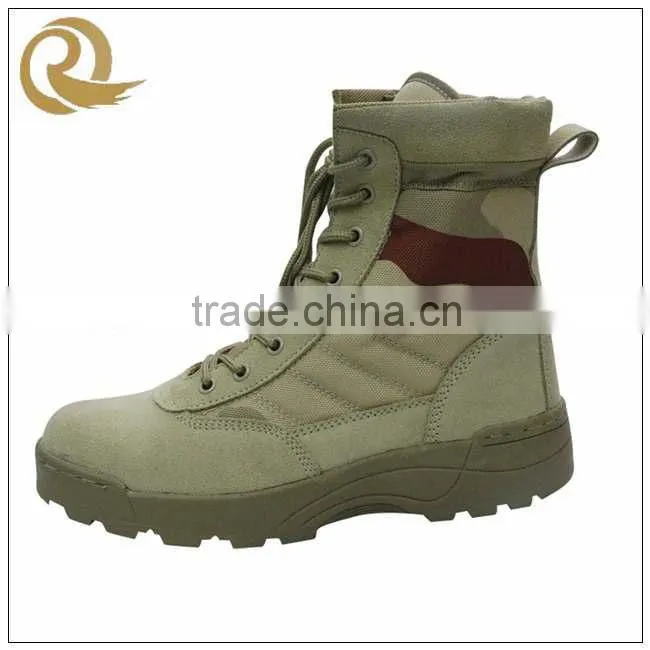 New style leather camouflage military combat boots with zipper