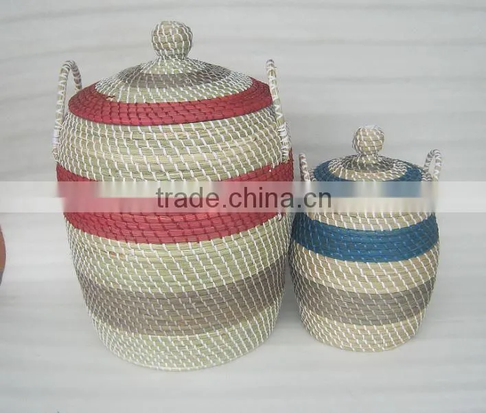 New Seagrass Basket Set Of with Handle for storage and Home decoration