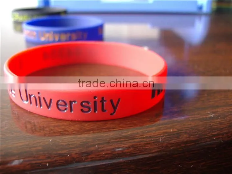 Direct Manufacturer Debossed color filled silicone bracelets