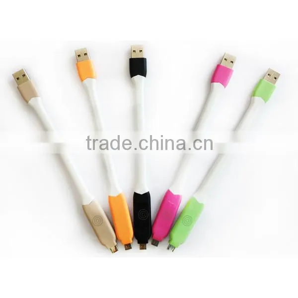 20 cm led light micro usb cable with flash colorful light for mobile phone
