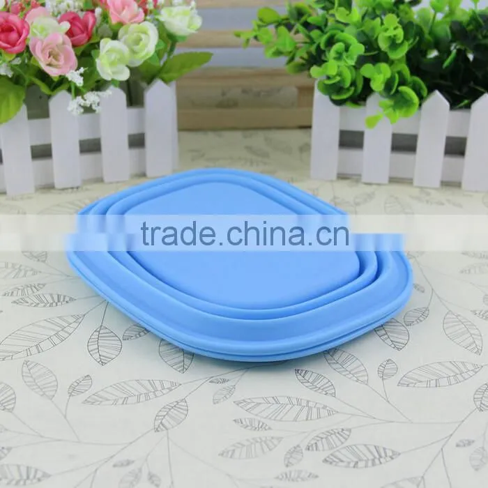 bule silicone bowl with lid,microwave available silicone bowl,tasteless & non-toxic silicone bowl