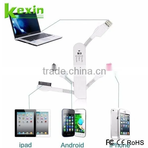 Portable Design Swiss Knife 3in1 USB Data Cable with Switch for SmartPhone Charging