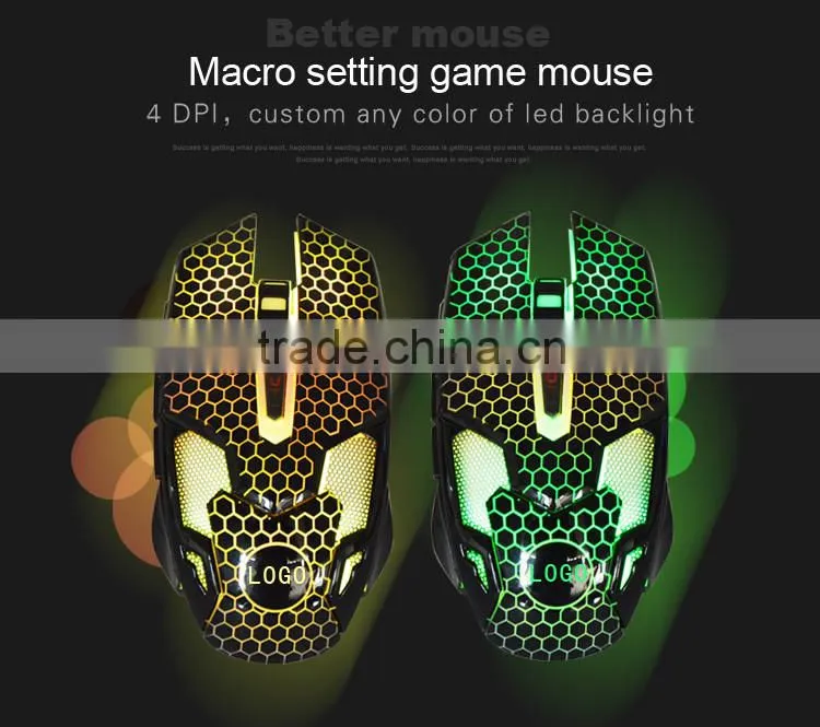 Colorful LED backlits gaming mice mouse_Macro setting 3500 DPI game mouse