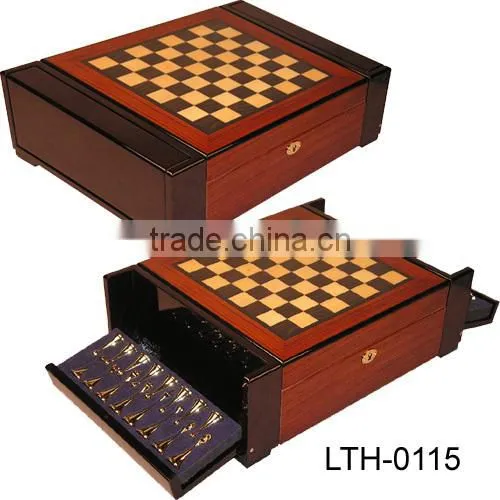 2 in 1 wooden chess humidor box