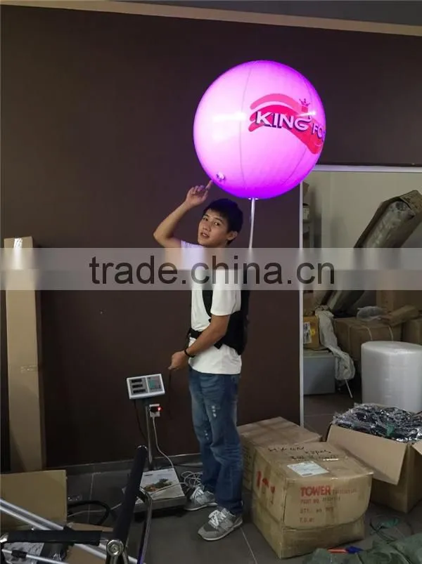 LED light backpack balloon, advertising walking balloon, inflatable backpack ball with logo