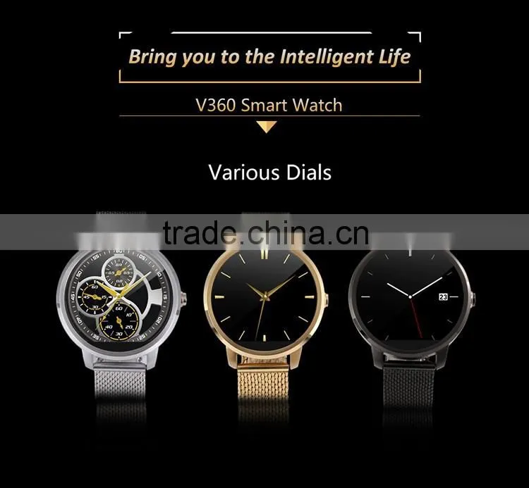 2016 Update V360 Smart Watch V360 1.22 inch 2.0M camera Bluetooth pedometer for android phone smartwatch for All Smartphone