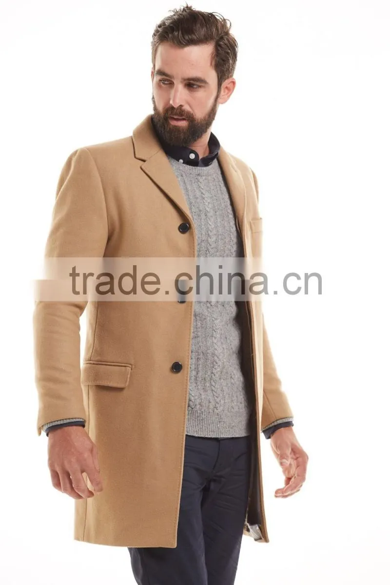 High Quality Custom Made Notch Lapel Men Fashion Long Coat Winter