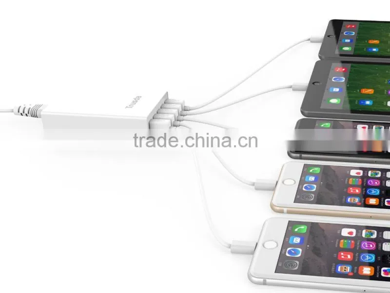 Anti-Fire Rapid Charge Safe Portable 5 ports USB extension socket Wall charger with 5V 12A Max 60W