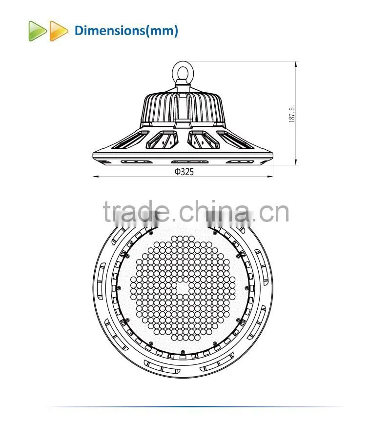 160W LED UFO Highbay with EU Standard Plug and 1.5 Meter Wire
