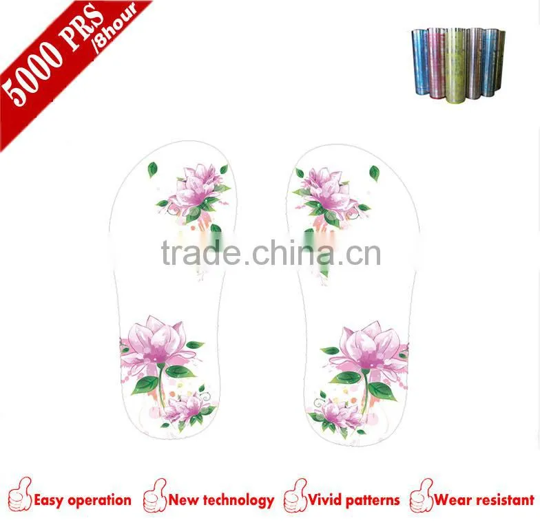 Flower design women slipper 2D print film