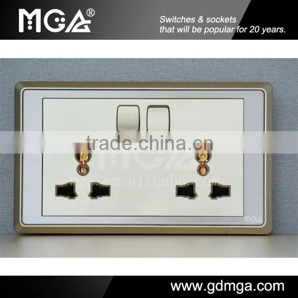 13A 2 gang 3pin universal socket with switch