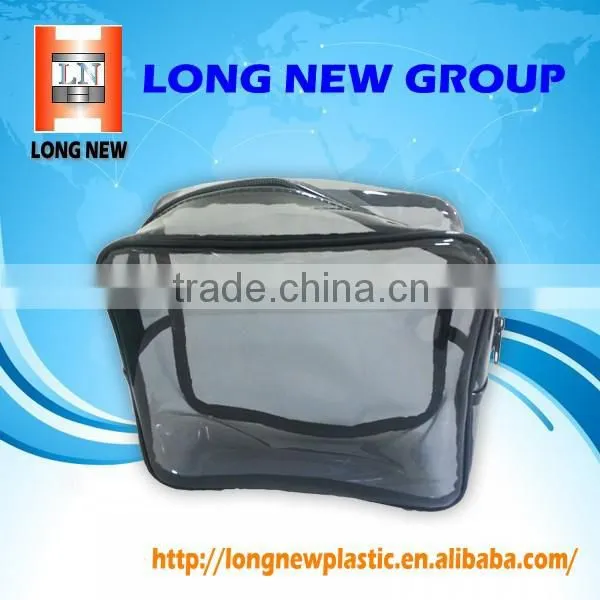 Elegant black PVC zipper Pouch bag for Cosmetics