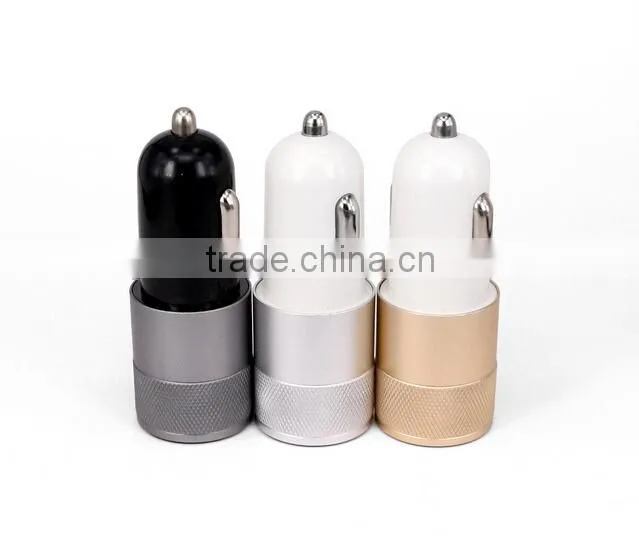China manufacture 3.1A dual USB car charger with bullet shape usb cigarette car charger, car usb charger