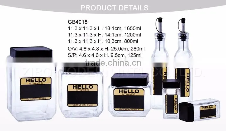 Set 7 glass honey jars Glass oil dispensers Bottle Clear Square salt and pepper Bottles