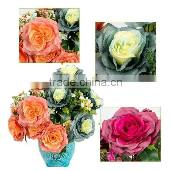 Decorative artificial table flowers/newest artificial rose flower