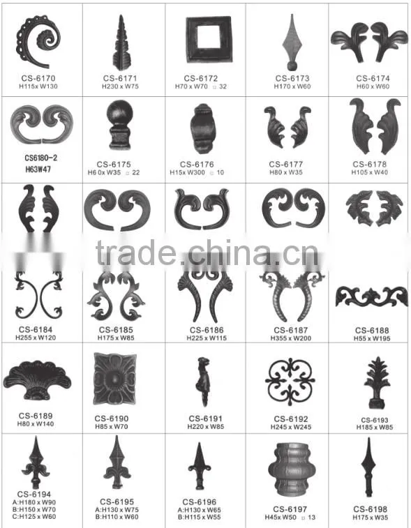 Alibaba china latest wrought iron components scroll panels, ornament welding fence parts