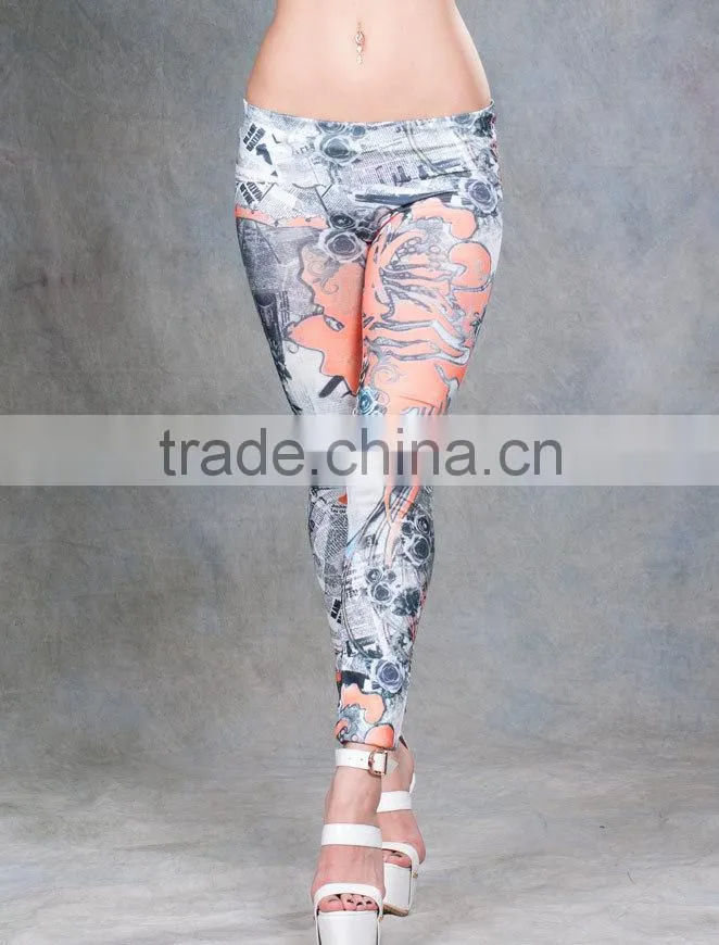 High quality tatoo pattern wholesale cheap hot girl seamless leggings