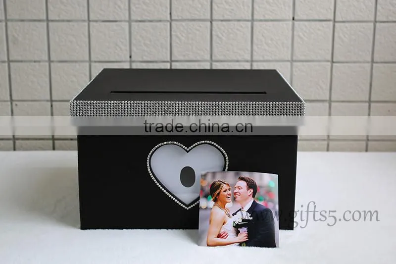 Elegant black wedding money box in handmade with photo frame wedding decorations