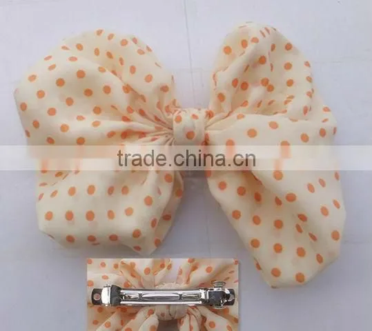 beautiful dot printed fabric bow barrette