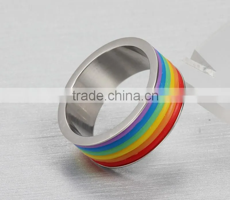 2015 July Gay Men Ring Rainbow stainless steel Ring wholesale