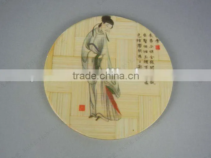 Set of 6 Vintage Bamboo Dinner Pads China Chinese Picture Asian Style Coaster