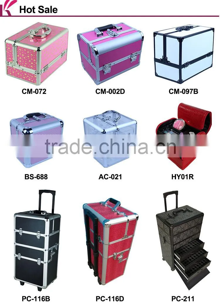 Customization Retractable Handle 4 tiers Beauty Professional Makeup Case With Wheels