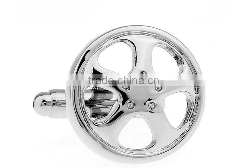 Novelty silver jewelry cooper steering wheel cufflinks