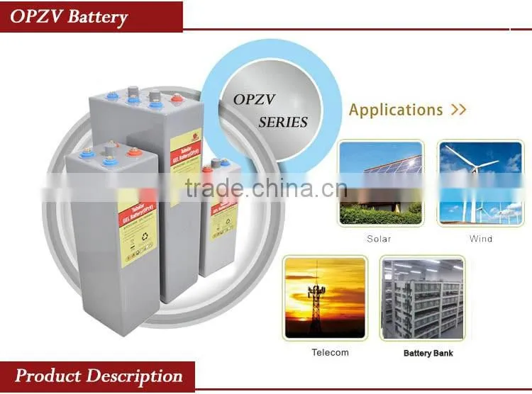 20 years Design life High Power Cycles 2V 1000ah OPZV gel solar battery